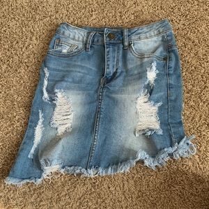 Ripped denim skirt
